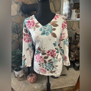 Alfred Dunner Pink and Blue Floral Blouse